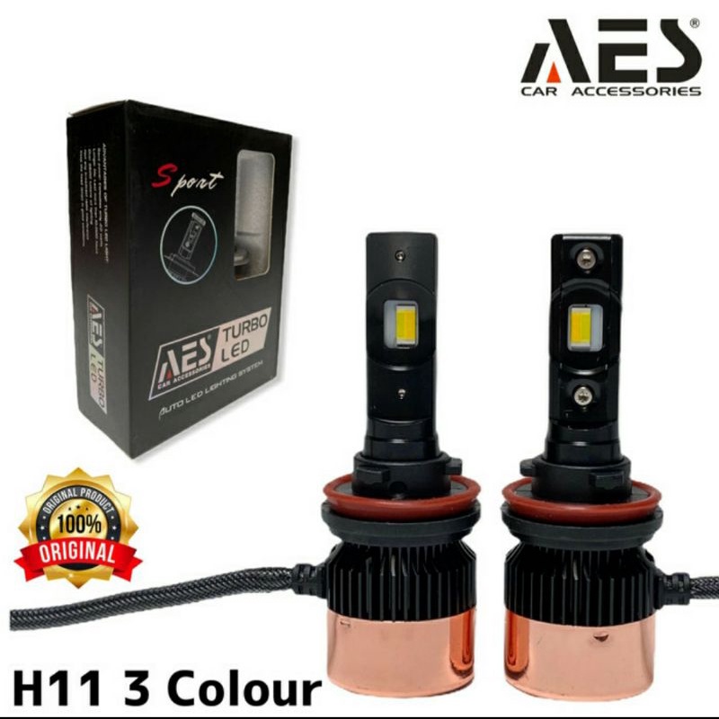 Lampu LED Turbo H11 AES 3 Warna LED Headlight
