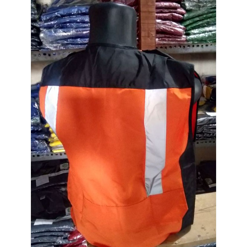 ROMPI SAFETY BAHAN FULL TASLAN ORANYE HITAM FREE LOGO K3 BENDERA