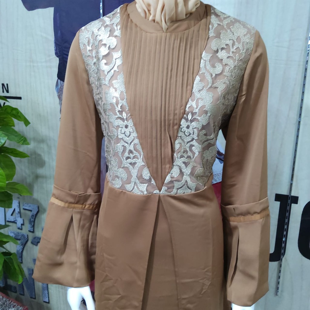 gof GAMIS CARDINAL BROKAT V Gamis Perempuan Tunik Baju Muslim Wanita DAGADG0143J 03G