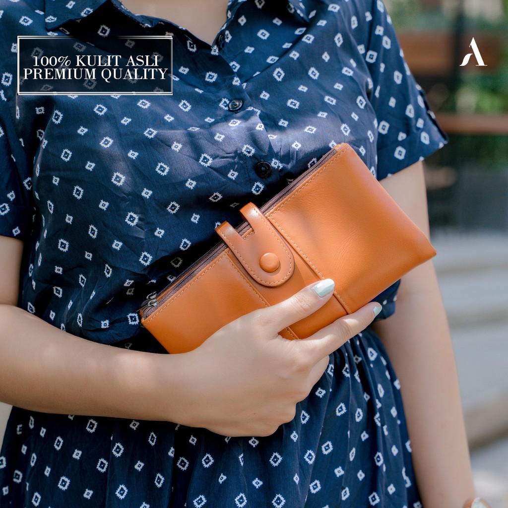 [ COD SIAP KIRIM ] Dompet Kulit Wanita Dompet Panjang Perempuan Kulit Sapi Asli Premium Muat HP dan Uang Lipat Lucu Original Elegan Branded Geisha Exclusive Laether Wallet Terbaru by Crown Leather Crownleather Store