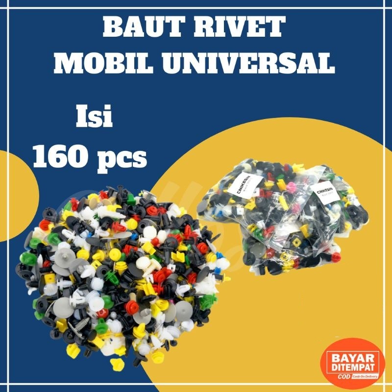 Klip Body Motor Mobil Universal - Baut Body Mobil Motor Baut Rivet 160pcs Bemper Klip Kancing Dashboard Mobil Universal - Paku Baut Rivet Bumper Baut Rivet Bemper Dashboard Fender Mobil Universal Isi 160 Pcs