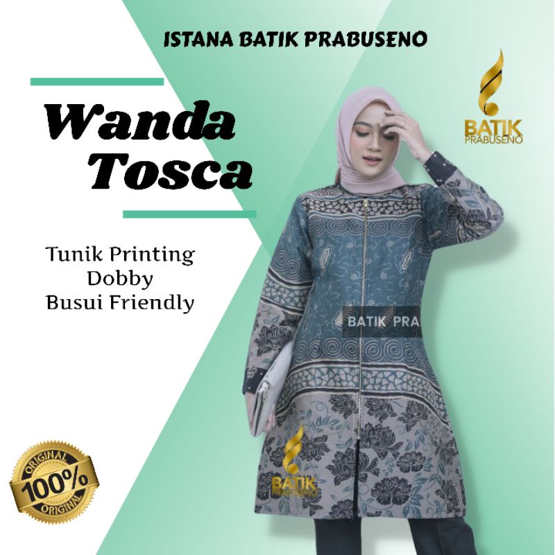 Tunik Wanda Tosca Dobby Batik Prabuseno Batik Wanita Original Baju Atasan Wanita Kantoran Tunik Bati