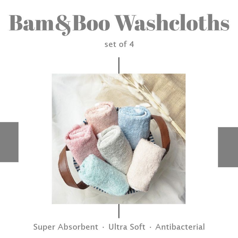 Little Palmerhaus - Bam &amp; boo bamboo washcloth (SAPUTANGAN BAYI) SET OF 4