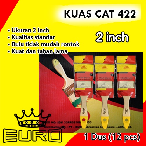 Kuas Cat Kayu tembok Tangan 422 Euro Berkualitas Terlengkap Original 1&quot; 1,5&quot; 2&quot; 2,5&quot; 3&quot; 4&quot; 5&quot;