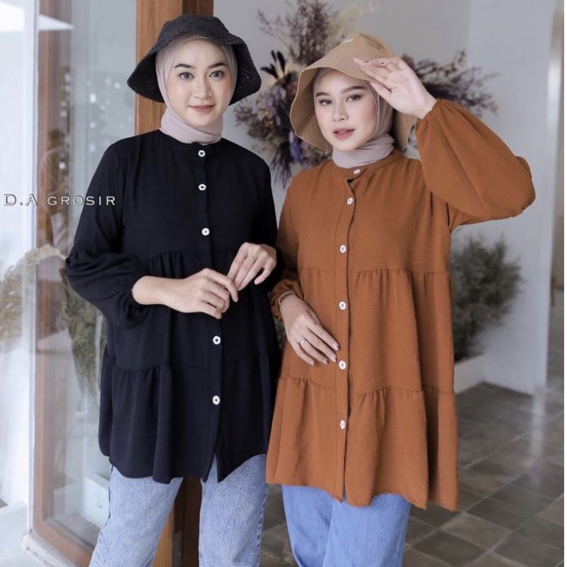 Tunik Susun Bahan Crinkle Terbaru / Dany Tunik Crinkle Airflow Tunik Muslim