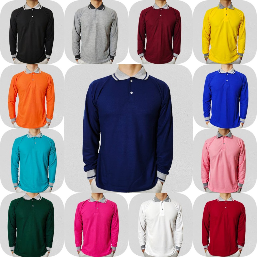 Kaos Polo Lengan Panjang / Kaos Krah Lengan Panjang Pria Dan Wanita / Polo Thisirt / Kaos Wangki / K