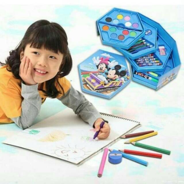 Crayon Set Karakter 4in1 isi 46 - Alat Perlengkapan Menggambar