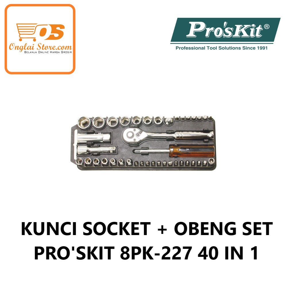 KUNCI SOCKET + OBENG SET PRO'SKIT 8PK-227 40 IN 1 ORIGINAL