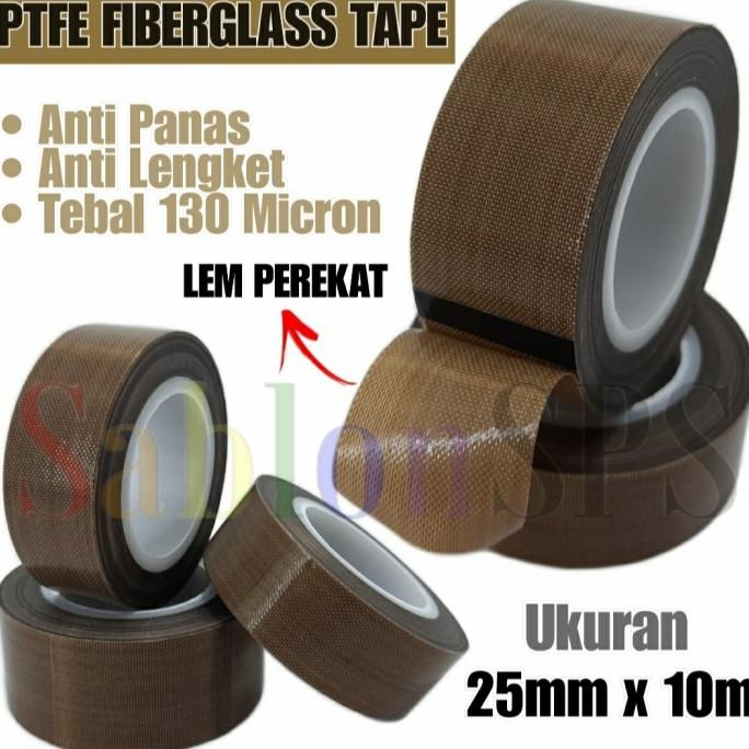

(BISA COD) SEALER TEFLON COATED FIBERGLASS TAPE WITH ADHESIVE ANTI PANAS 25MMX10M NEW Kode 63