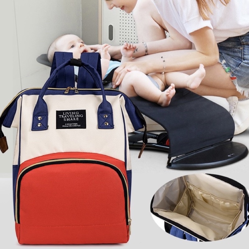 TAS BAYI 6006 - Tas Perlengkapan Bayi LTS POLOS Diaper Bag Tas Popok Travelling Ransel Backpack - H1