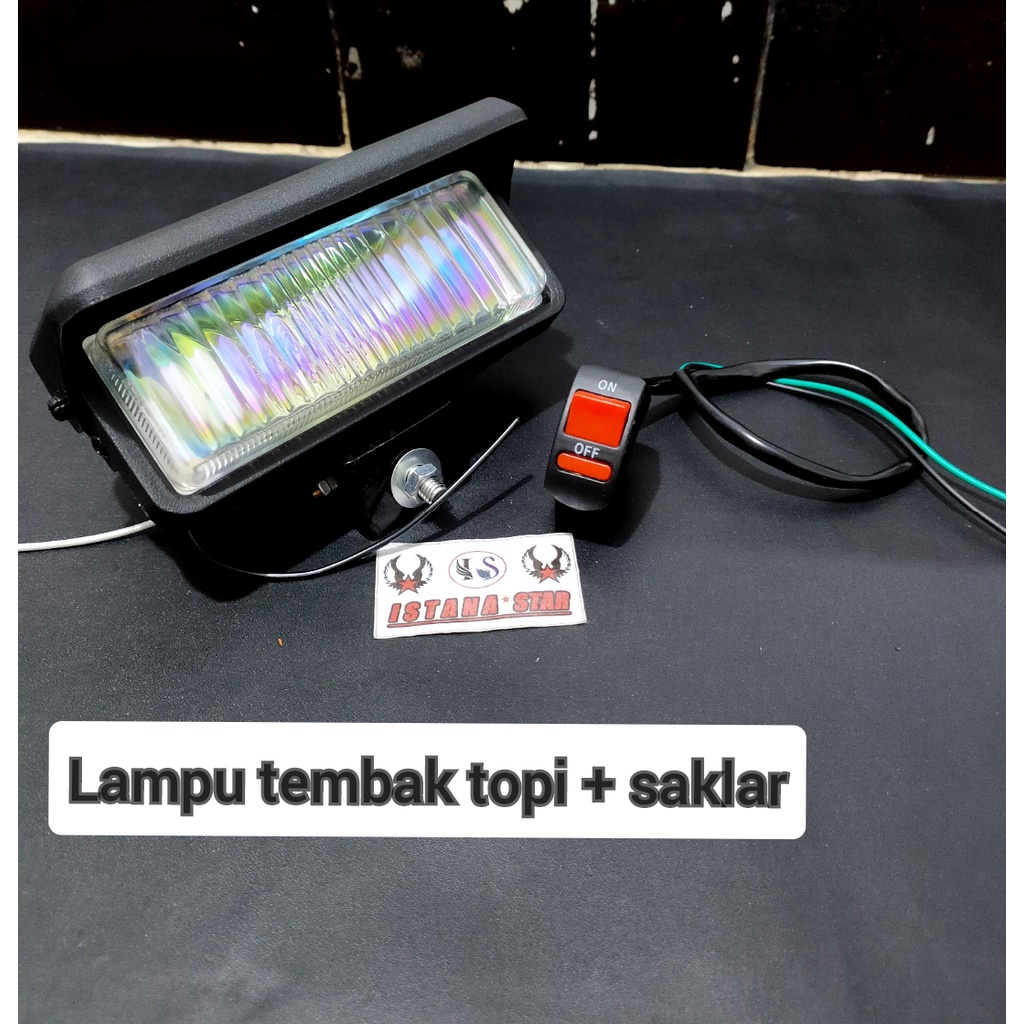 Lampu Halogen Sorot Tembak Kabut KOTAK TOPI Universal Fog Lamp Foglamp Plus Sklar Stang