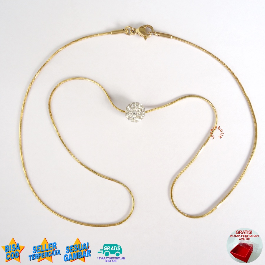 Lovelybutik Kalung Titanium Anti Karat Lulv Kalung Wanita Titanium Model Terbaru Cw Bonus Kotak Perhiasan