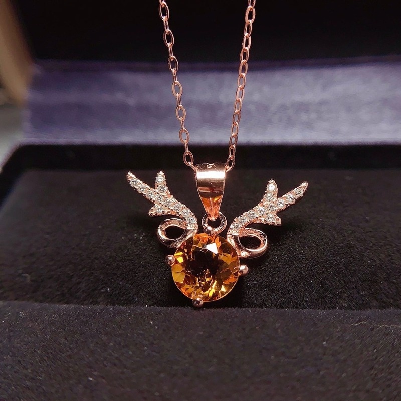 Fashion Natural Yellow Moissanite Antlers Necklace