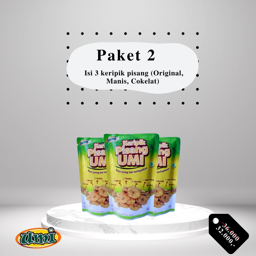 

Promo Bundle Sweet 3 keripik pisang (Manis, Original, Cokelat)