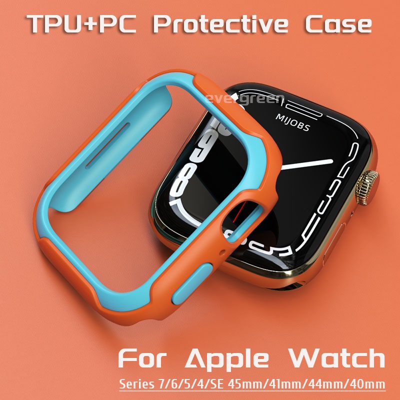 Mjiobs for Apple Watch 45mm 41mm 44mm 40mm TPU Pelindung Case Full Cover Watch Case Bumper Untuk Apple Iwatch7 6 5 4 SE