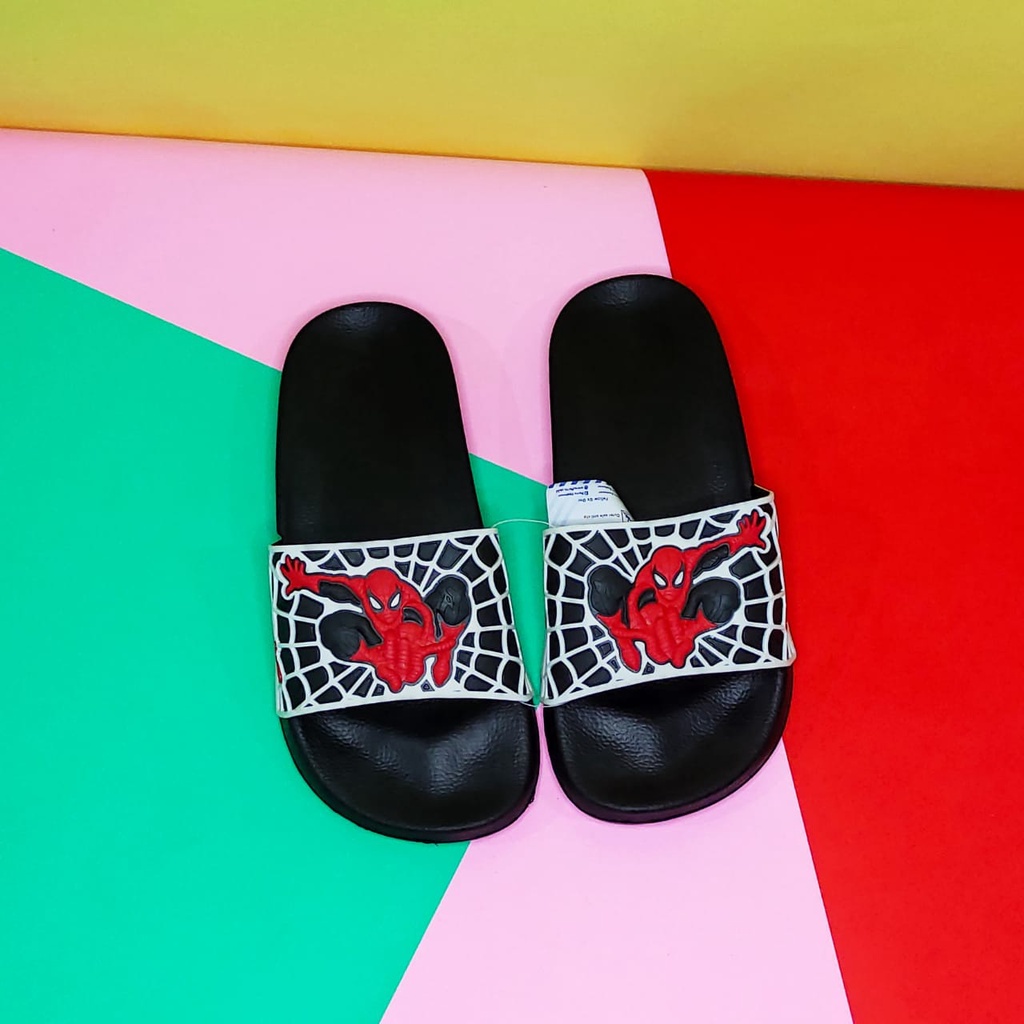 PORTO 1023 T-64 Sandal Anak Laki-Laki Import Sandal Slip-on Bahan Karet Motif Spider-man Lucu Sandal Anak Laki-Laki 5 Tahun