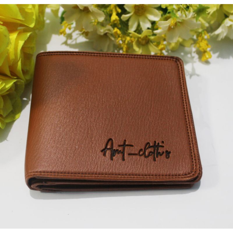 PROMO DOMPET PRIA SEMI KULIT AMT 01 POLOS PENDEK COKLAT TUA-Coklat muda