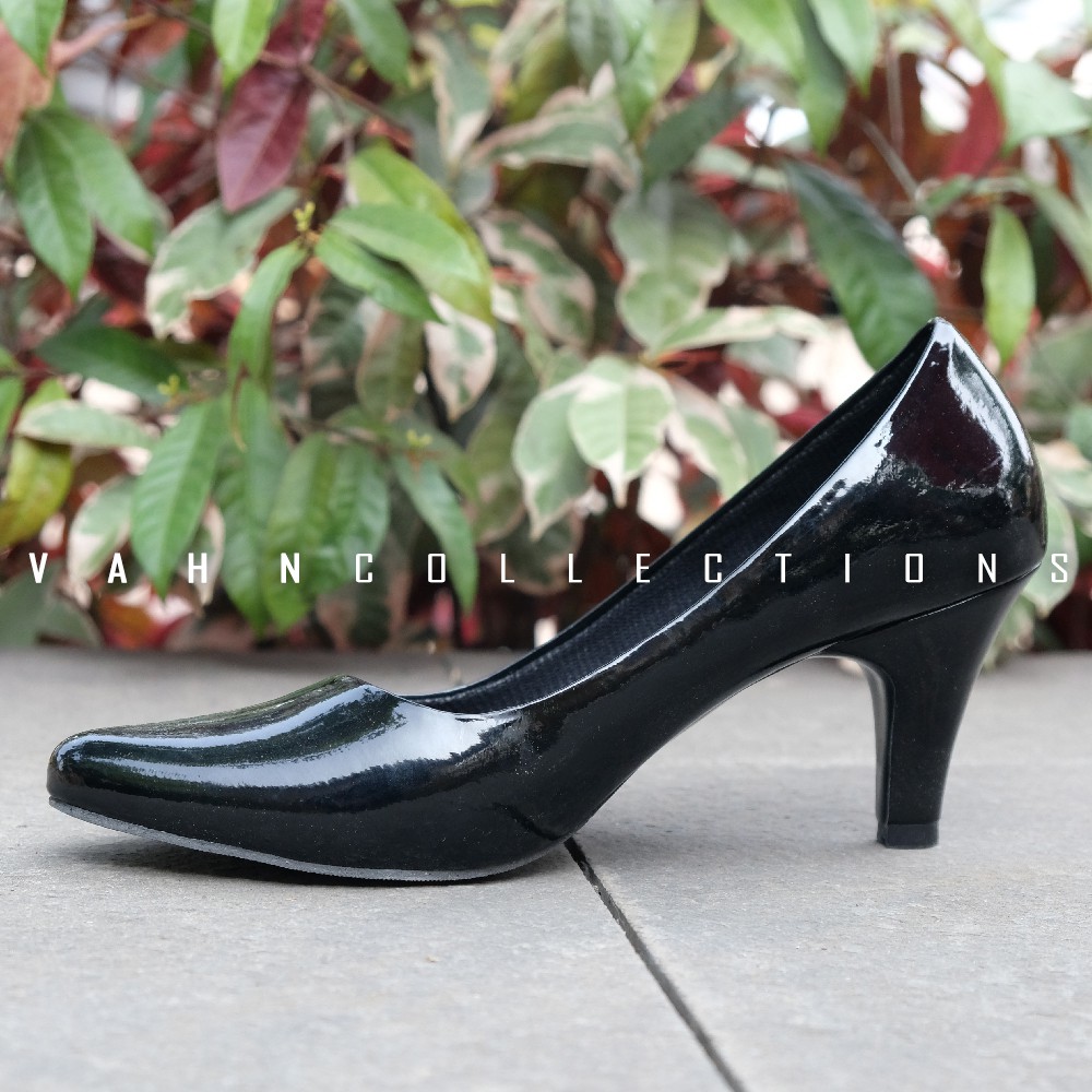 Vahn JASMINE Heels Hak Tinggi Pantofel Pantopel Glossy Sepatu Wanita Polos Cream Maroon Hitam HB04