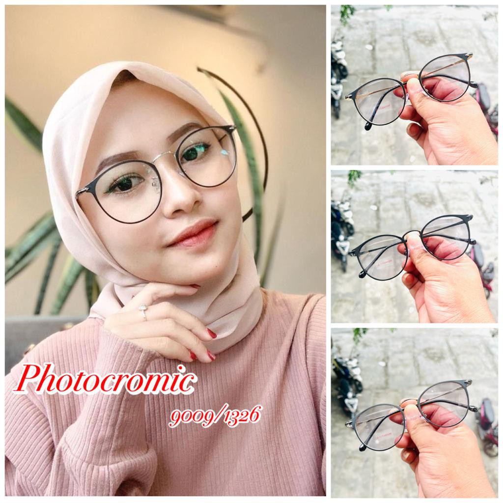 KACAMATA PHOTOCROMIC 1326 WANITA PRIA TERBARU FRAME TITANIUM - SPRING STYLE