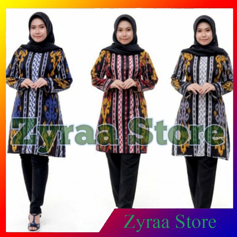Atasan Tunik Batik Songket Baju Kerja Wanita