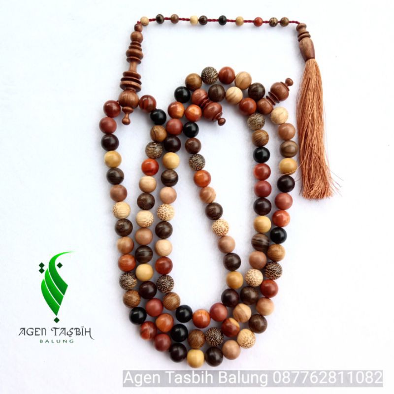 TASBIH JUMBO KOMBINASI 13 KAYU NUSANTARA 17mm ORIGINAL!!!