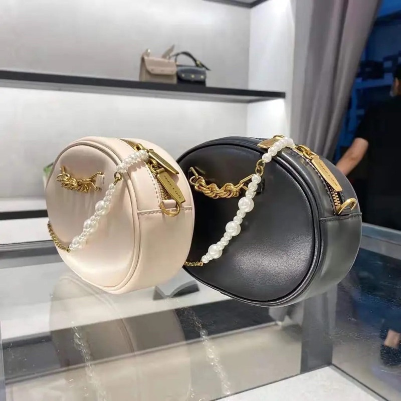 Chain Embellished Oval Crossbody Bag