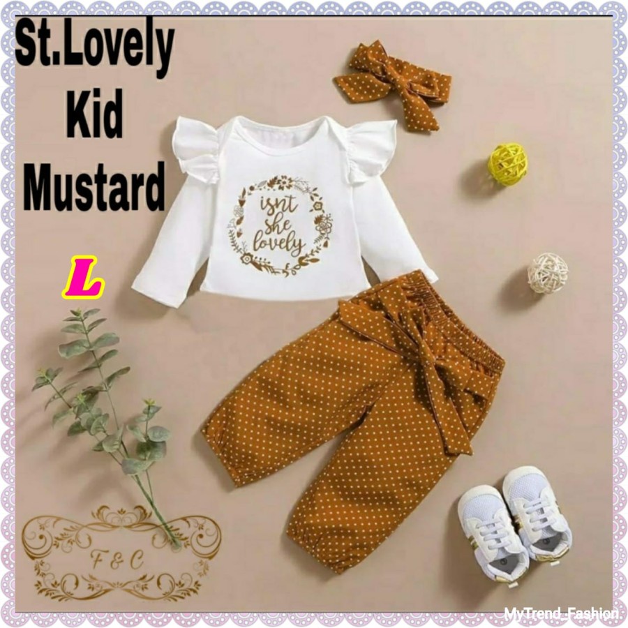 eLBi-setelan anak 3in1 perempuan -Little Bee Boutique I Lovely Dotty Pjg Setcel Anak Harian / Set Po