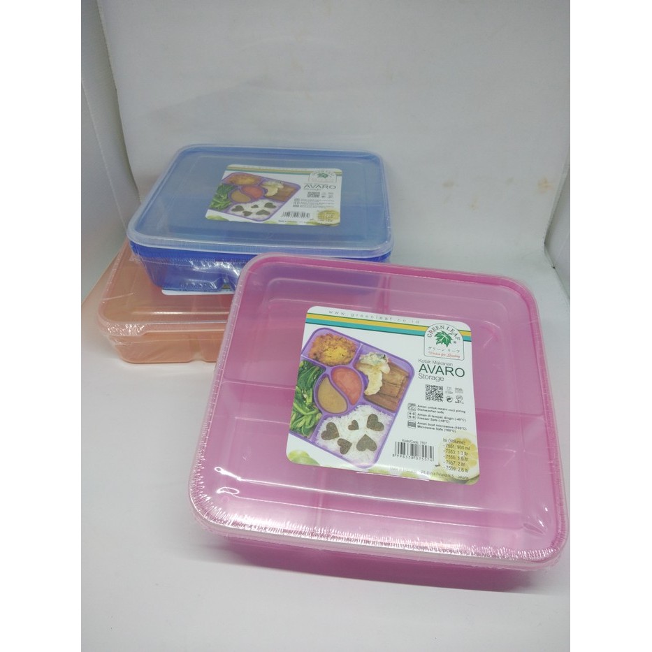 Kotak Makan/ Ompreng / Lunch Box sekat 6- Avaro 7557 (Green Leaf