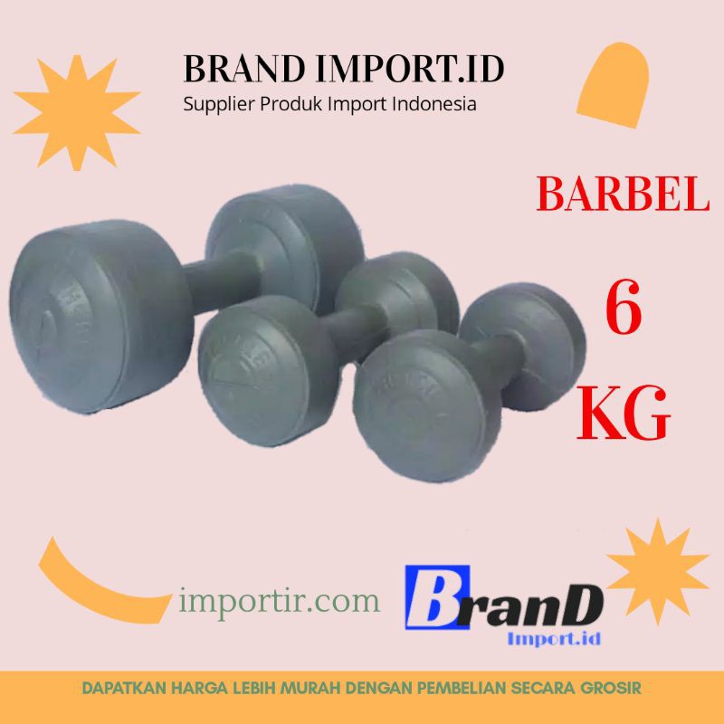 (MAINANKYU) bending barbel angkat berat 6 kg PVC plastik cor