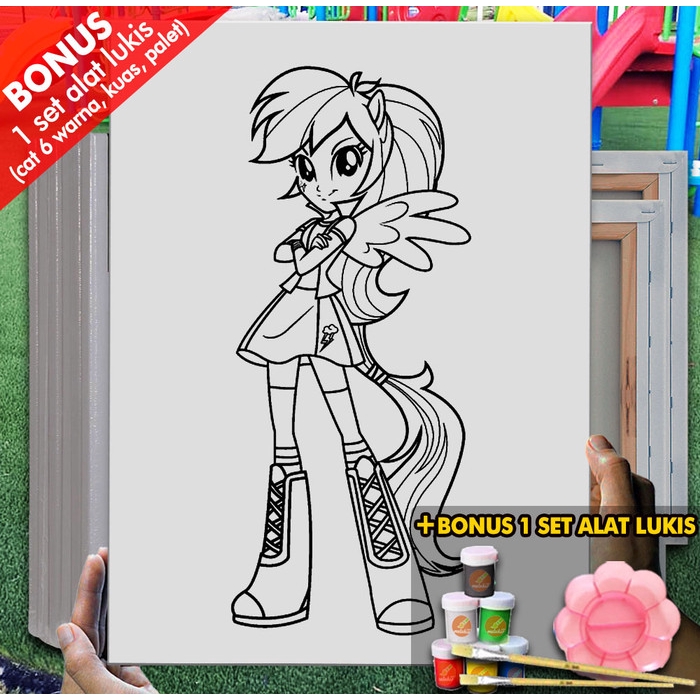 Kanvas Gambar Rainbow Dash Manusia Pony 30x40 Cm Mel1151 Mewarnai Coloring Shopee Indonesia