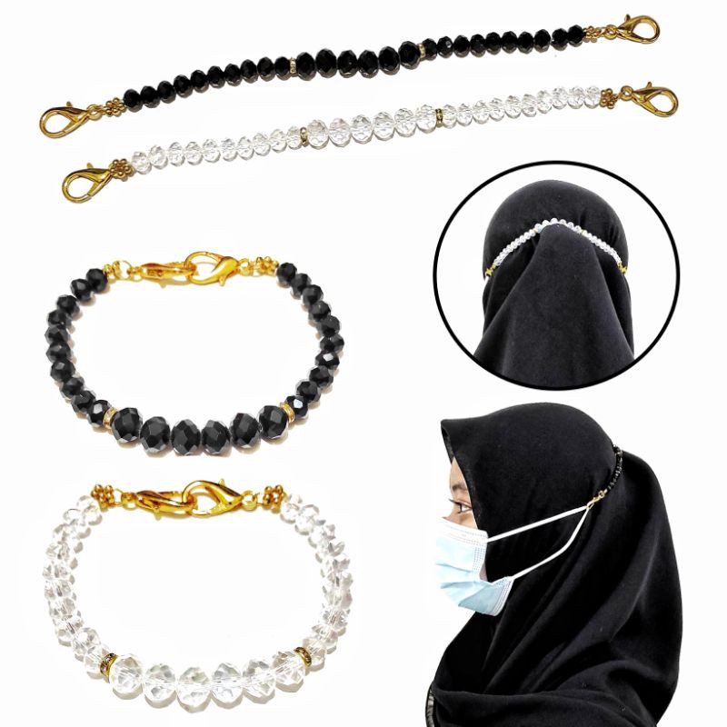 Konektor Masker Hijab Mask Connector Extender Strap Golden Diamond  Blink Series