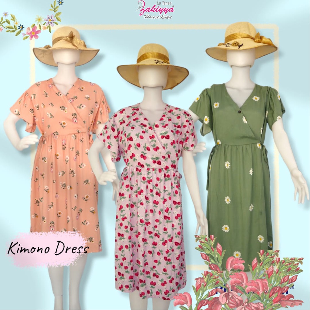 KIMONO MIDI DRESS BY QOYA I  homedress jumbo nyaman I daster rumah I daster motif I daster ibu menyu