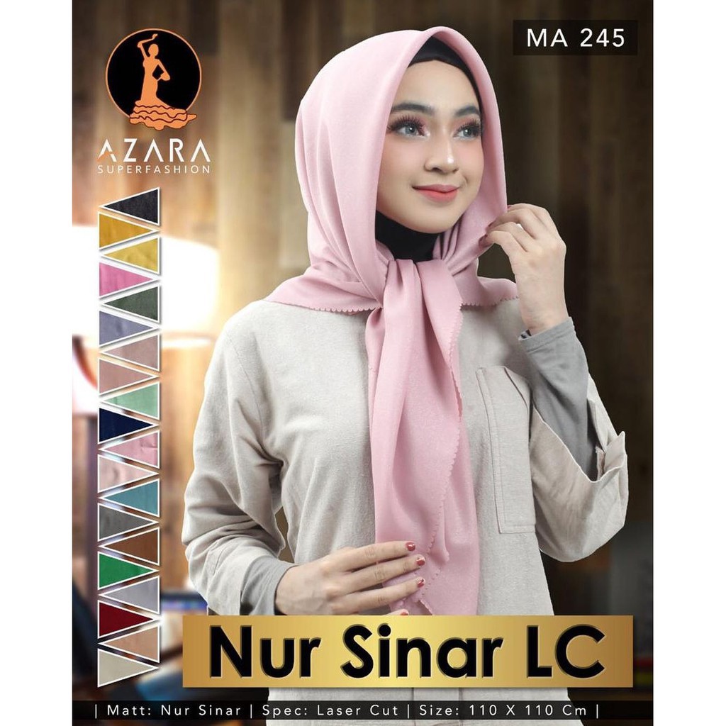 Hijab Segi Empat Azara nur sinar glamour Laser Cut kerudung hijab segiempat glowing 110 x 110-3