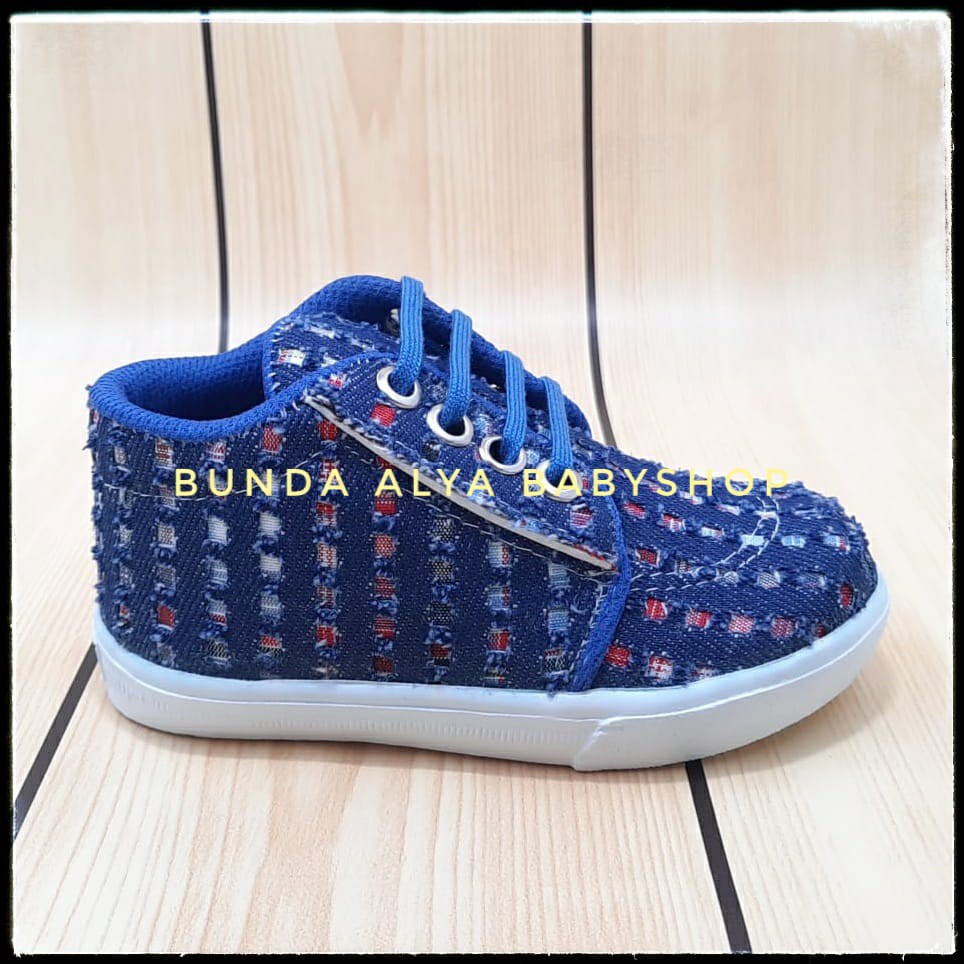 Sepatu Anak Laki Sneakers Usia 1 2 Tahun BIRU Size 22 - 24 - Sepatu Anak Cowok Keren Anti Licin Alas Karet