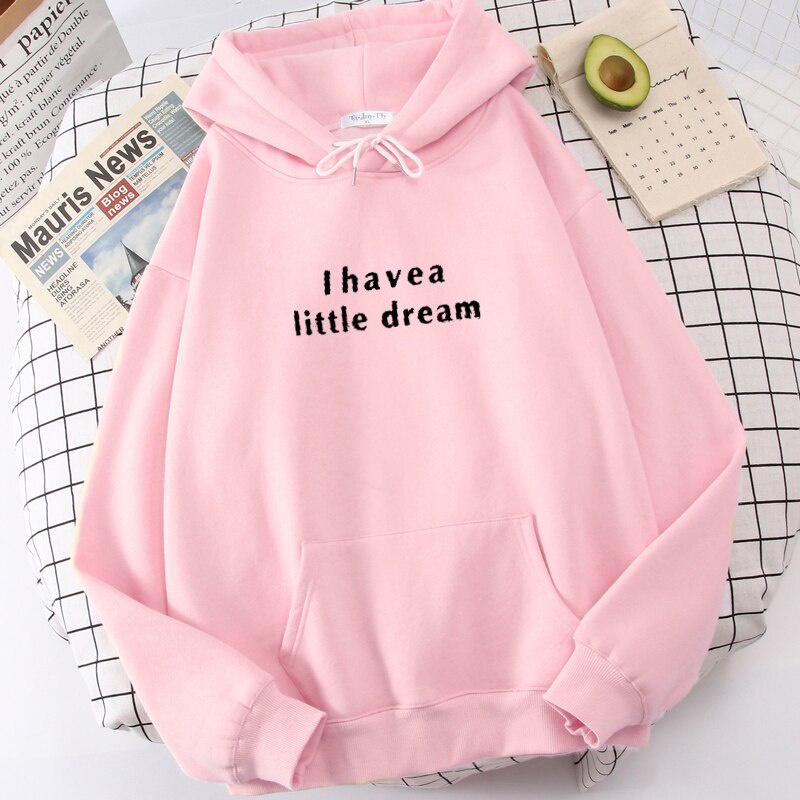 IvannaCollection Sweater Hoodie Wanita dan Pria Unisex I Have a Little Dream Bahan Fleece Tebal