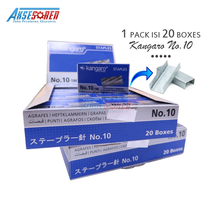 

ISI REFILL STAPLES KANGARO [NO.10-1M/20 BOX] / STAPLER / CEKREKAN / HEKTER / ISI TEPLES / ISI KLIPAN ANTI KARAT