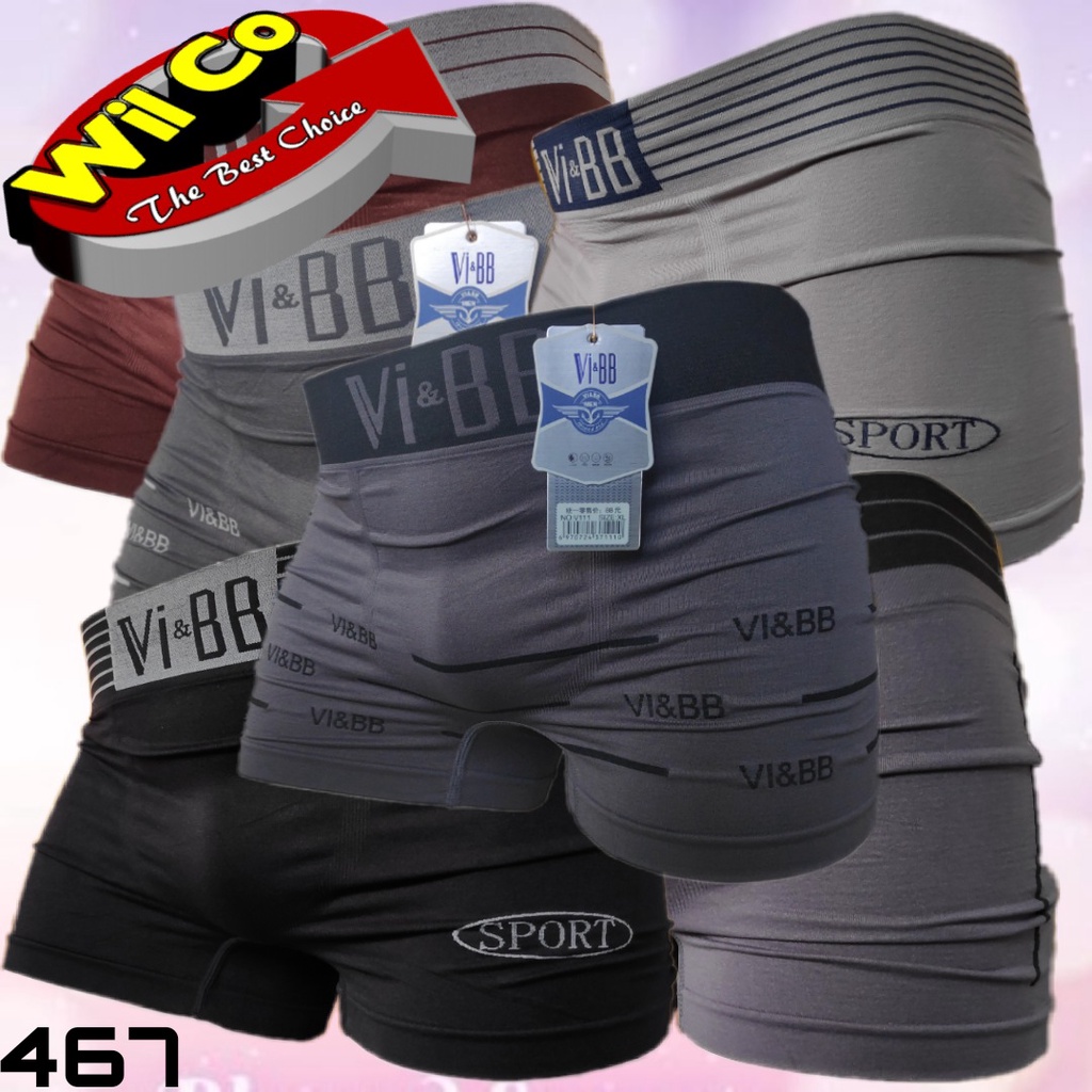 K467 (1-3 pcs) Vi-Bb Celana Dalam Boxer Pria Dewasa, Cd Boxer Laki laki Size M - XXL