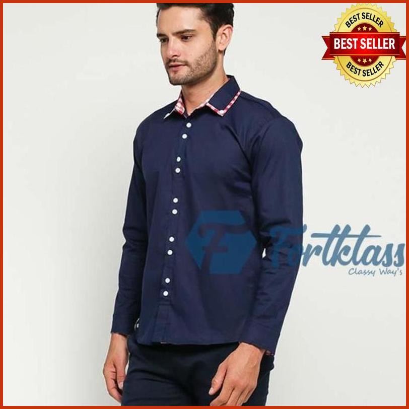 ?Kq¨ Fortklass Fanel Kemeja Polos Pria Lengan Panjang Comb Flanel Formal - Hitam, M ¸