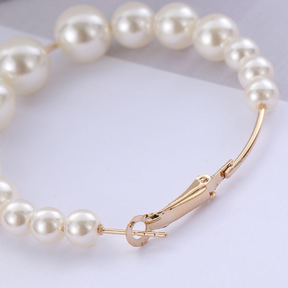 R-flower Pearl Hoop Earrings Wanita Lingkaran Besar Fashion Bentuk Bulat