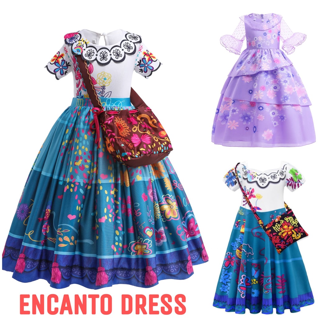 ENCANTO DRESS KOSTUM PRINCESS MIRABEL ISABELA IMPORT BAJU DRES ANAK PEREMPUAN HALOWEEN