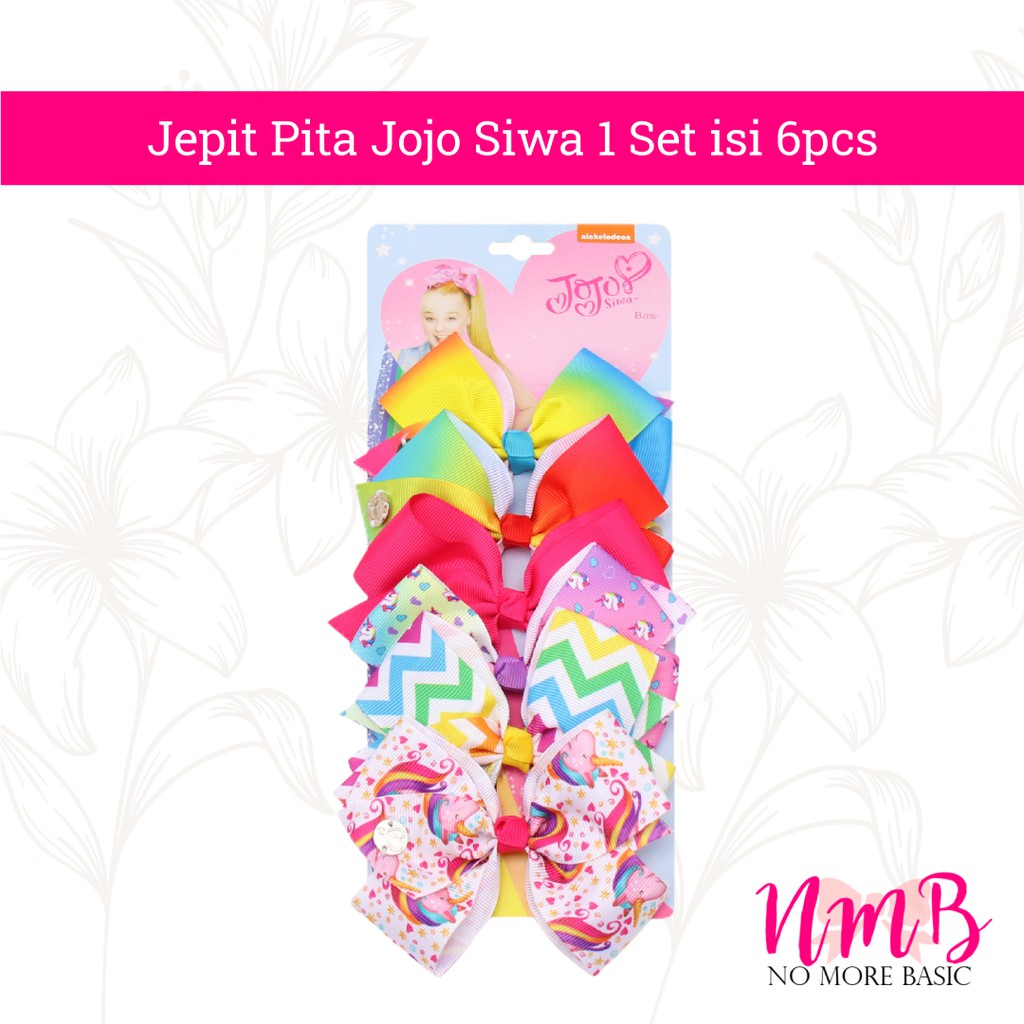 Jepitan Rambut Anak Perempuan Korea Jepit Pita Jojo Siwa 1 Set isi 6pcs Jepit Rambut Anak Motif Lucu