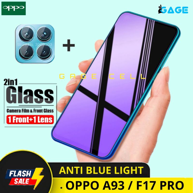 2in1 TEMPERED GLASS ANTI BLUE LIGHT TG ANTI GORES FULL LAYAR KAMERA OPPO A93 F17PRO SCREEN PROTECTOR