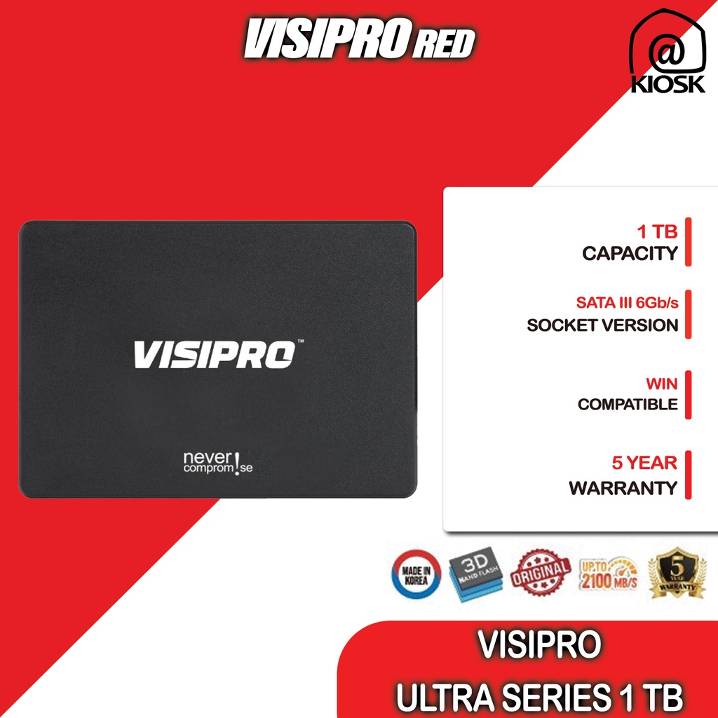 Visipro Red SSD Ultra Series 1TB Made In Korea - 2.5 inch SATA - 7mm