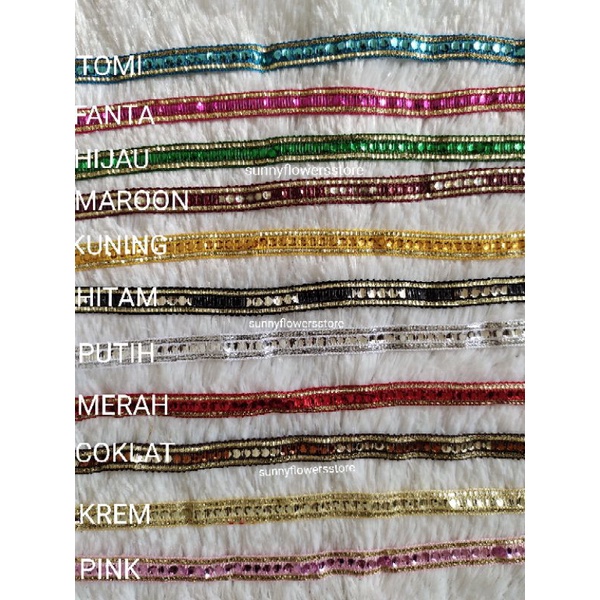 RENDA INDIA MOTIF  PAYET LEBAR 1 CM ISI 17 YARD