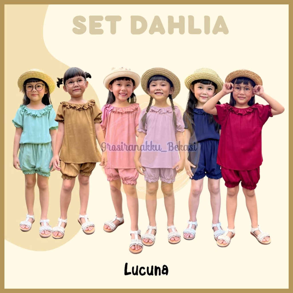 Setelan Anak Rayon Dahlia Lucuna Mix Warna Size 1-5 Tahun