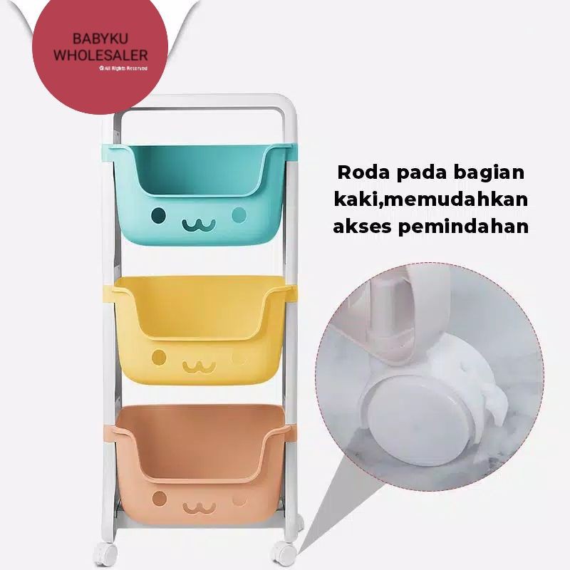 Rak susun plastik mainan anak multifungsi / Rak roda susun warna serbaguna