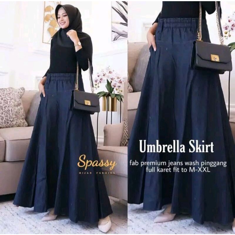 Rok Jeans Panjang Model Payung