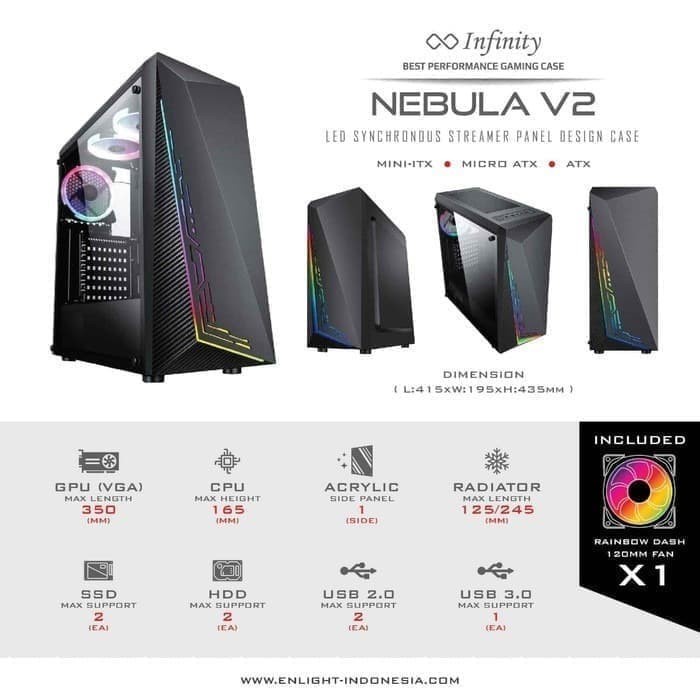 Casing PC infinty Nebula V2 - ATX, mATX Gaming Case