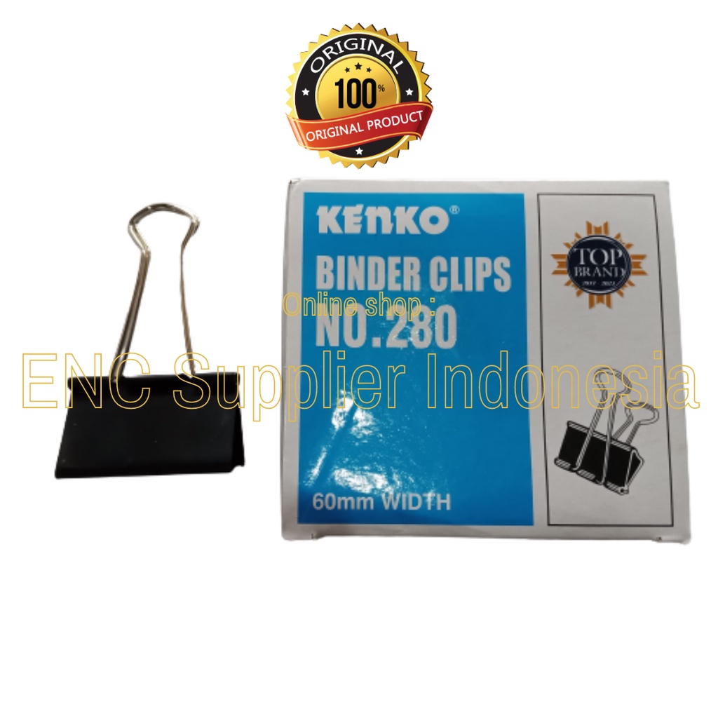 

6 buah KENKO binder klip no.280 clip penjepit kertas no. 280 besar clips 60 mm per pak - enc.sup