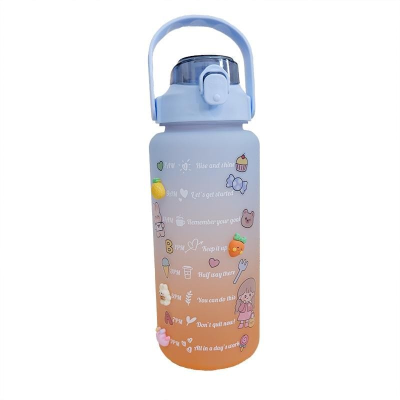 VIRAL BOTOL MINUM MOTIVASI PENANDA WAKTU / QUITFIT GRADIENT BOTTLE 2 Liter FREE Sticker